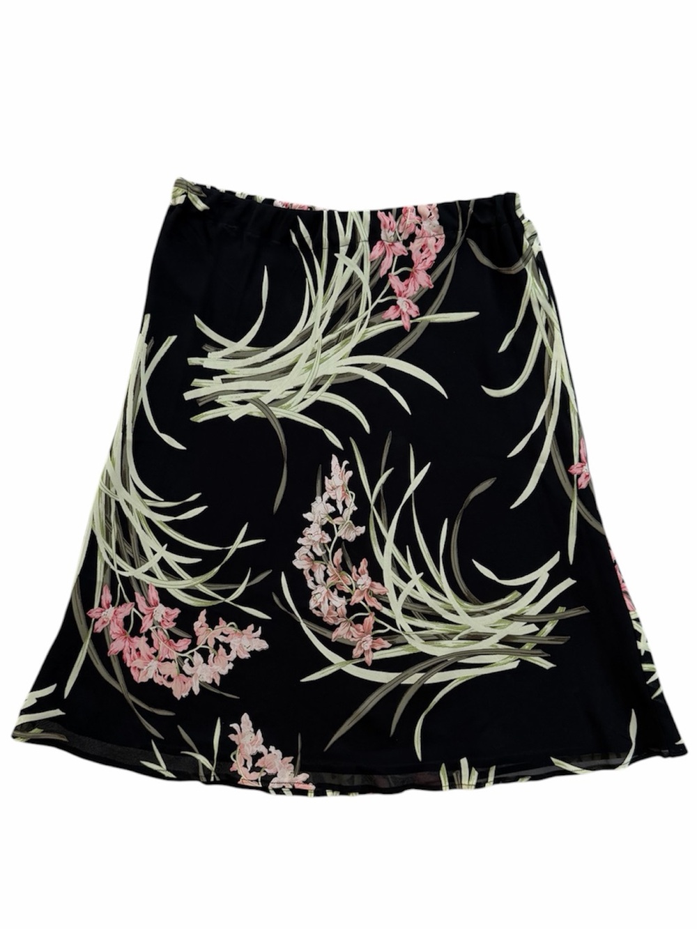 Lily Pink Lily Garden Floral A-Line Georgette Knee Length Skirt, M (No Tag)